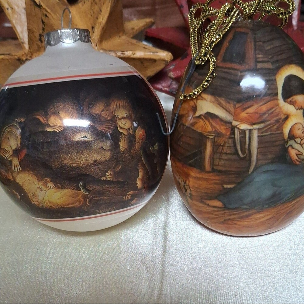 Vtg 1986 Schmid Ferrandiz Away in Manger Ornament & Roman Cicely Mary Barker Egg